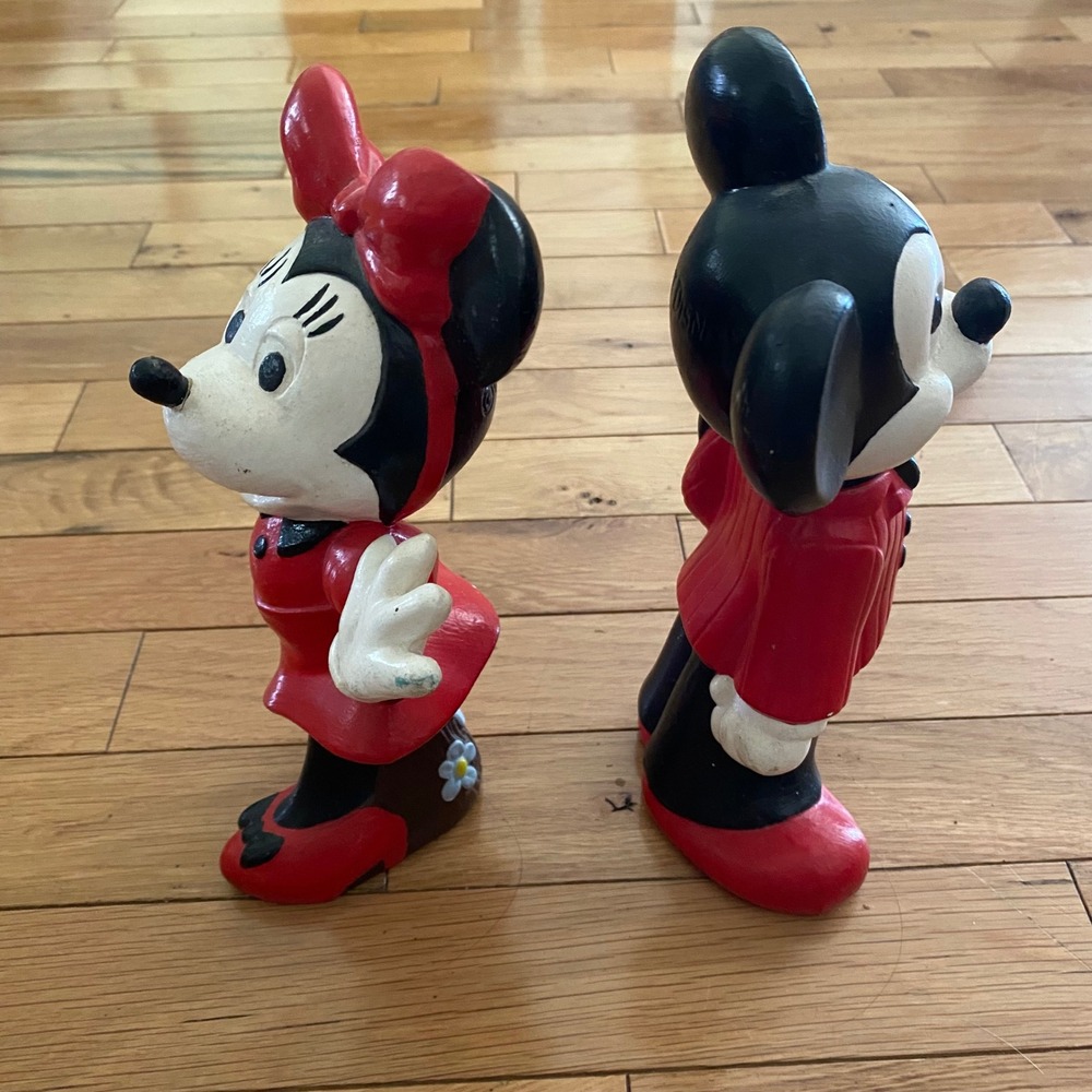 Vintage Mickey and Minnie Mouse Figurine Set Walt Disney Productions Red Black - Picture 7 of 8